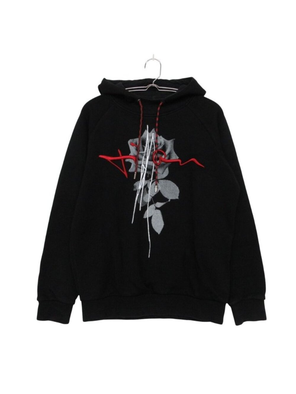 Dior Hoodie Rose Bonding Pullover Top Long Sleeve Black